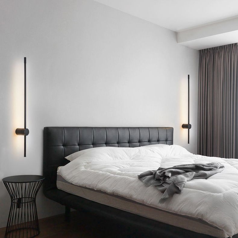 Moderner Stil Minimalistischer Streifen Schatten Wandleuchte Metal 2 Leichte Leuchten in Schwarz für Schlafzimmer