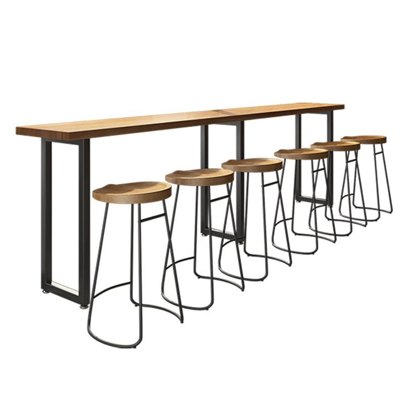 Modern 1/7 Pieces Bar Table Set Rectangle Pine Wood Counter Table with Stools