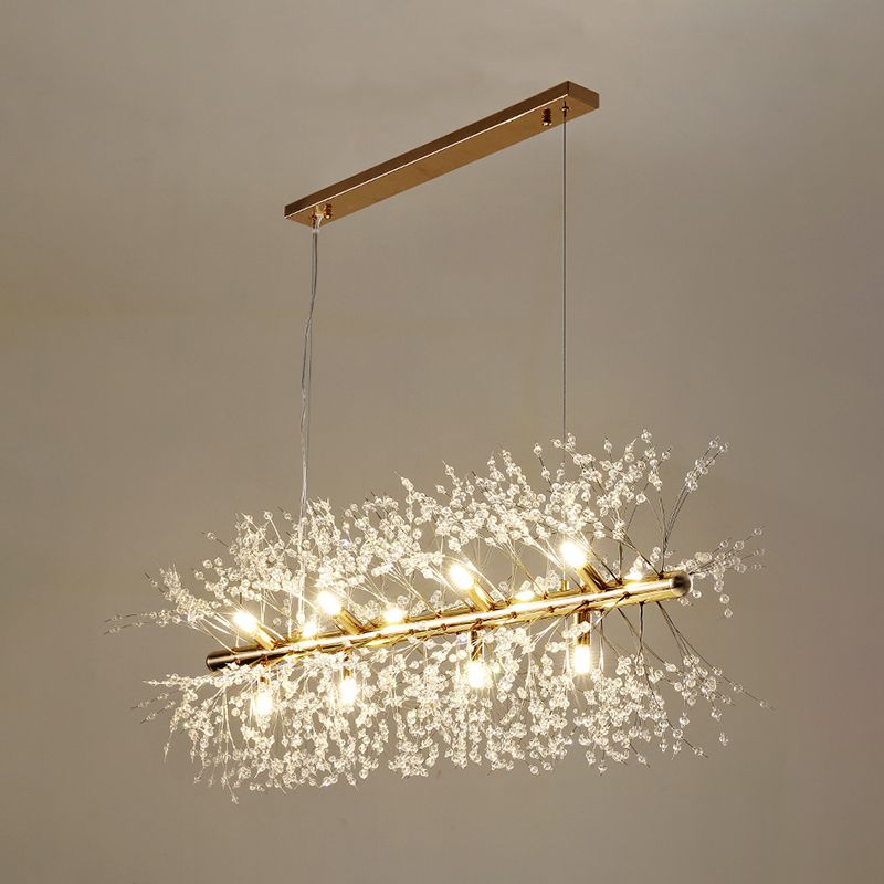 Sputnik Island Lamp Contemporary Hanging Light with Crystal for Dining Room