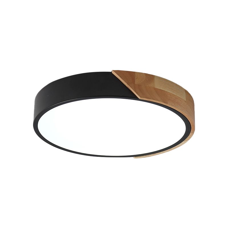 Lámpara empotrada en forma de círculo negro, lámpara de techo empotrada LED acrílica de macarrón para sala de estar