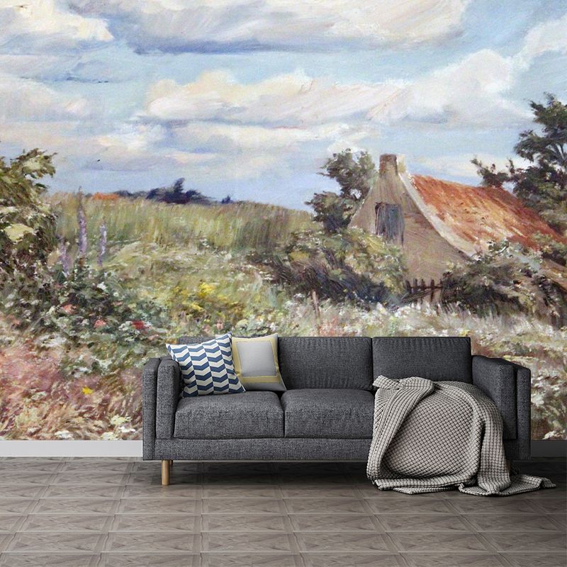 Landscape Illustration Wall Mural Classic Decorative Wall Mural for Bedroom