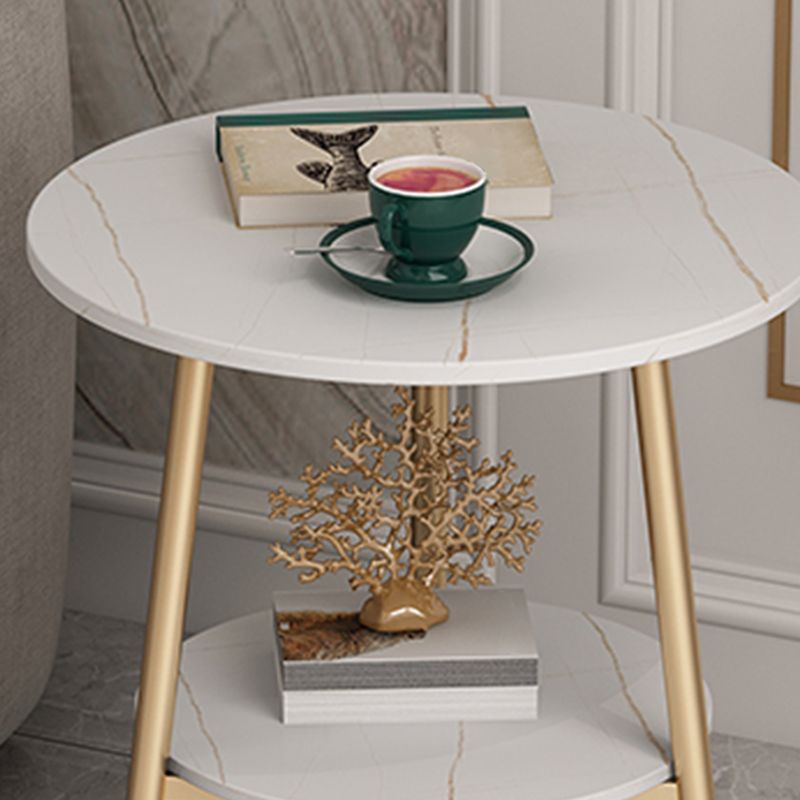 21.6"H X 19.6"W X 19.6"D Round Slate Top Side Table Metal 3 Legs End Table
