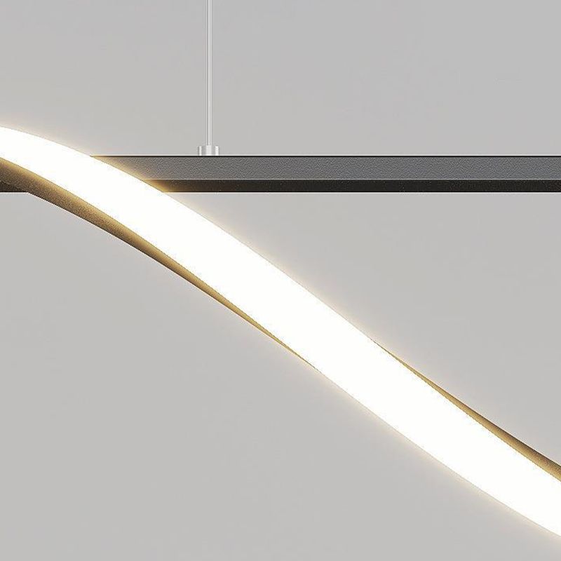Strip Shape Island Lamp LED Island Hanging Lamp with Glass Shade for Bedroom