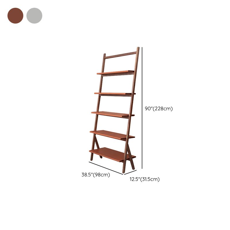 Modern Style Open Back Bookshelf Ladder Wooden Bookcase for Home Office