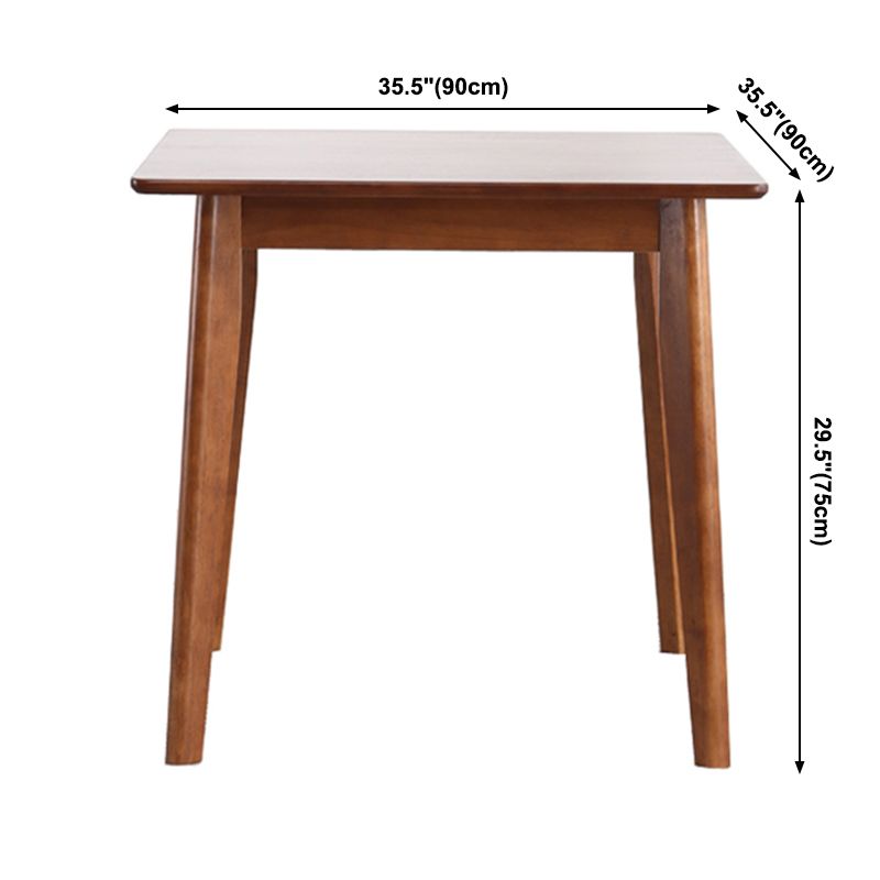 Square Shape Industrial Dining Table Wood Color Fixed Table with Rubberwood Solid Wood