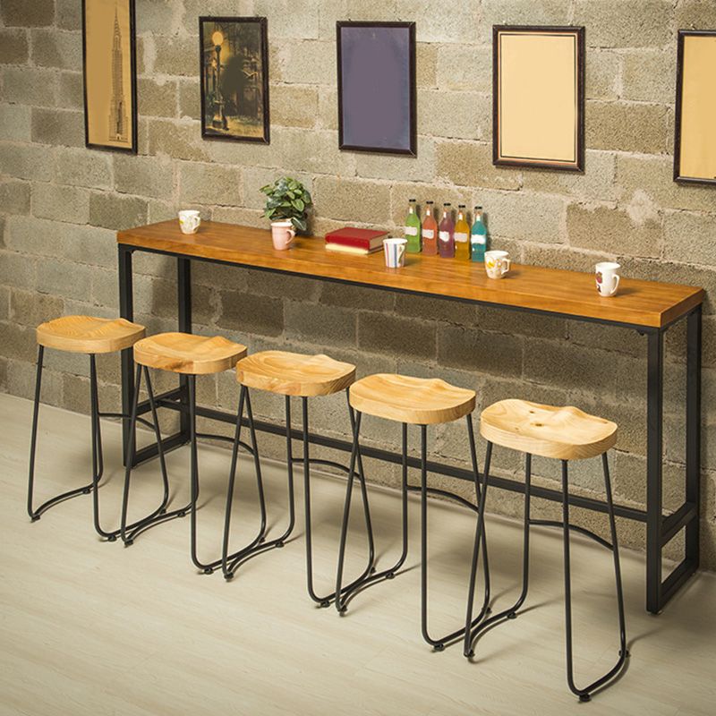 Metal Bar Table Solid Wood Top Bistro Pub Table for Patio Use