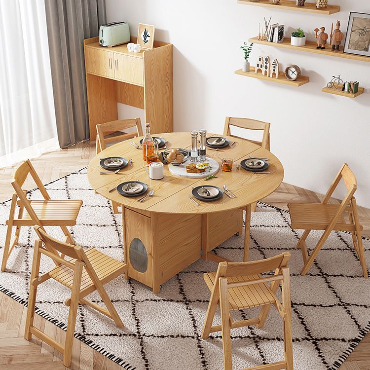 Mid-Century Modern Dining Table Solid Wood Drop-Leaf Dining Table for Home