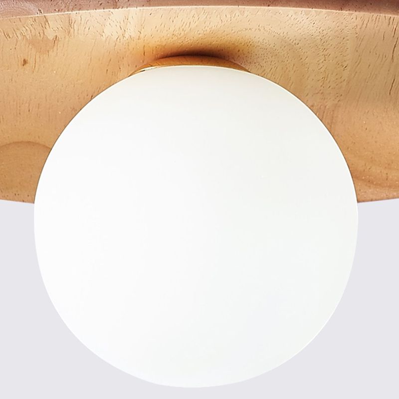 Contemporary Wooden Semi Mount Lighting Glass Shade Semi Flush for Foyer