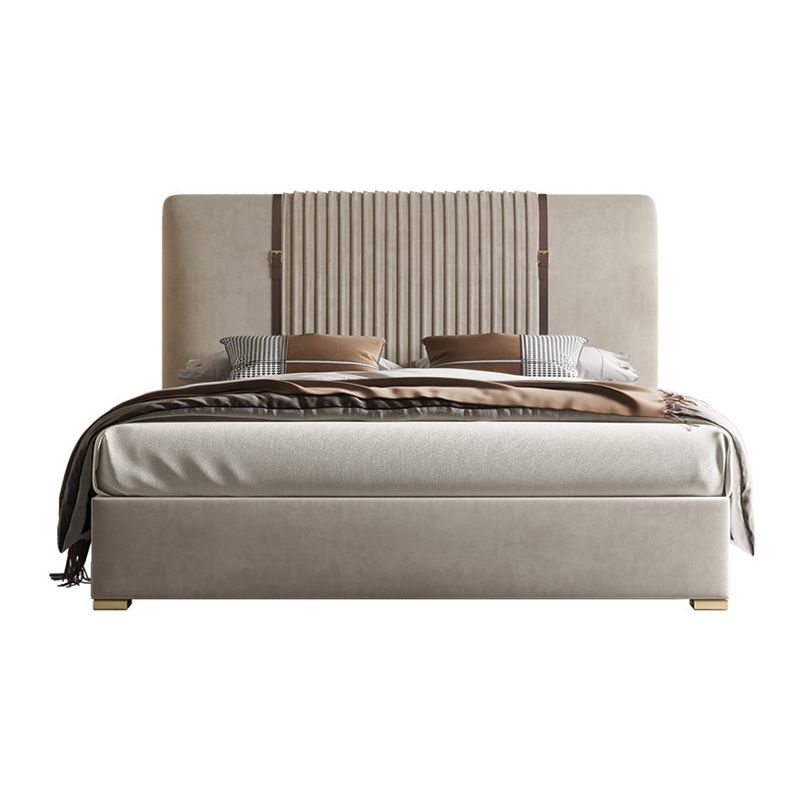 Glam Solid Color with Headboard Rectangular Panel Standard Bed