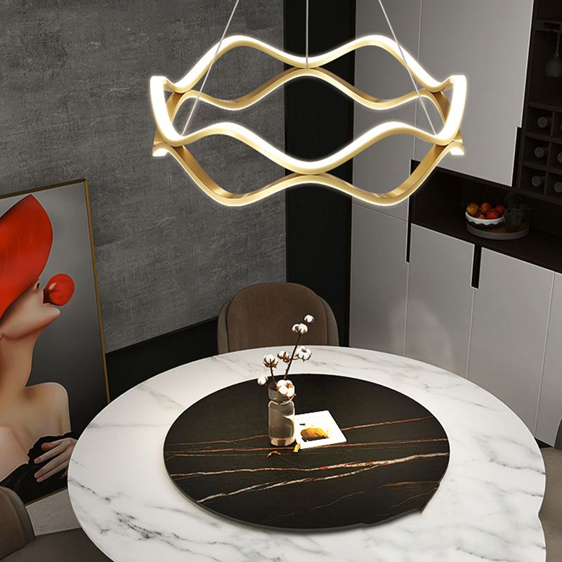 Metal Linear Chandelier Modern Style LED 2 Light Chandelier Lamp for Dining Room