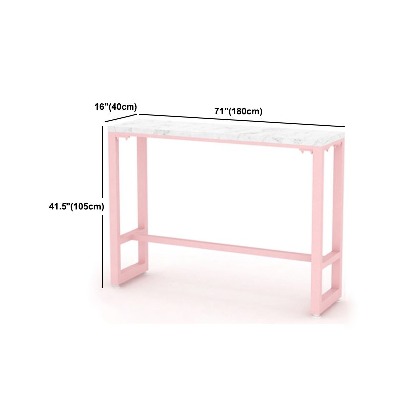 White and Pink Cocktail Bar Table Glam Trestle Indoor Bistro Accent Dining Table
