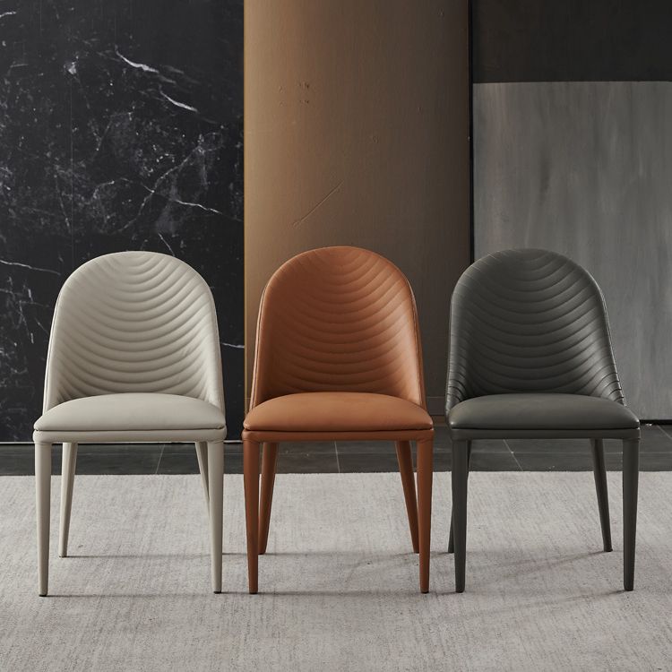 Moderne PU lederen eetkamerstoel Armless Metal Dining Chair voor thuisgebruik (set van 2)