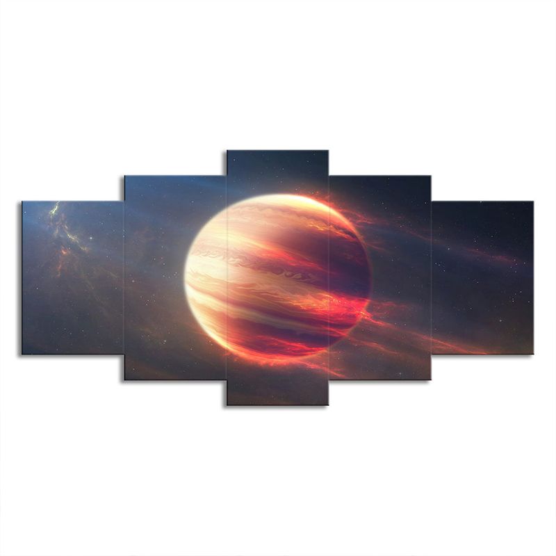 Mars Sphere Wall Art Print Multi-Piece Fictional Living Room Canvas in Red and Black
