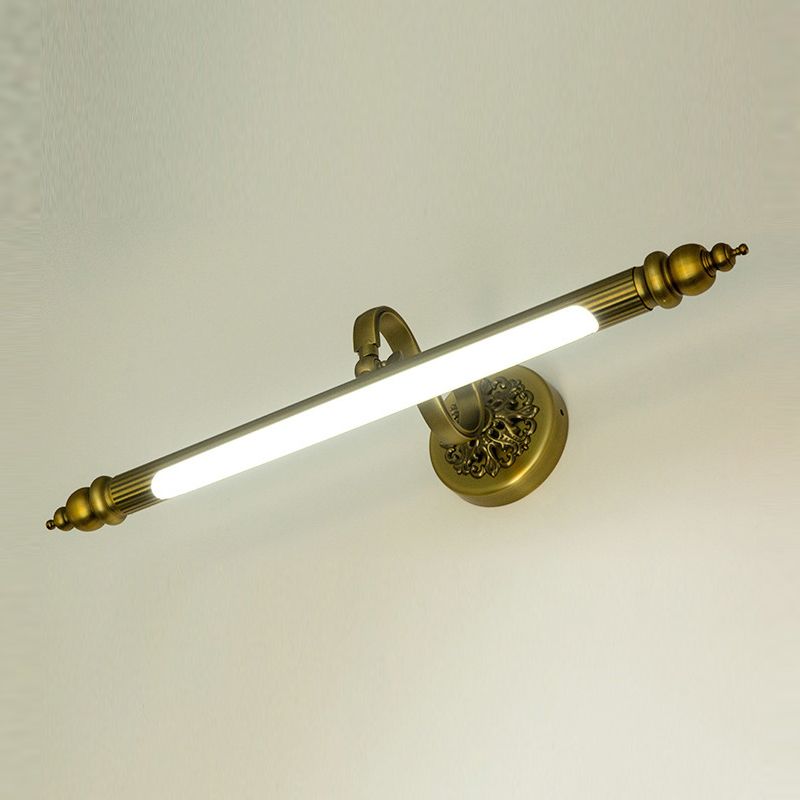 Linear Shade Metal Wall Sconce Modern Style 1-Light Mirror Wall Mount Lighting in Brass