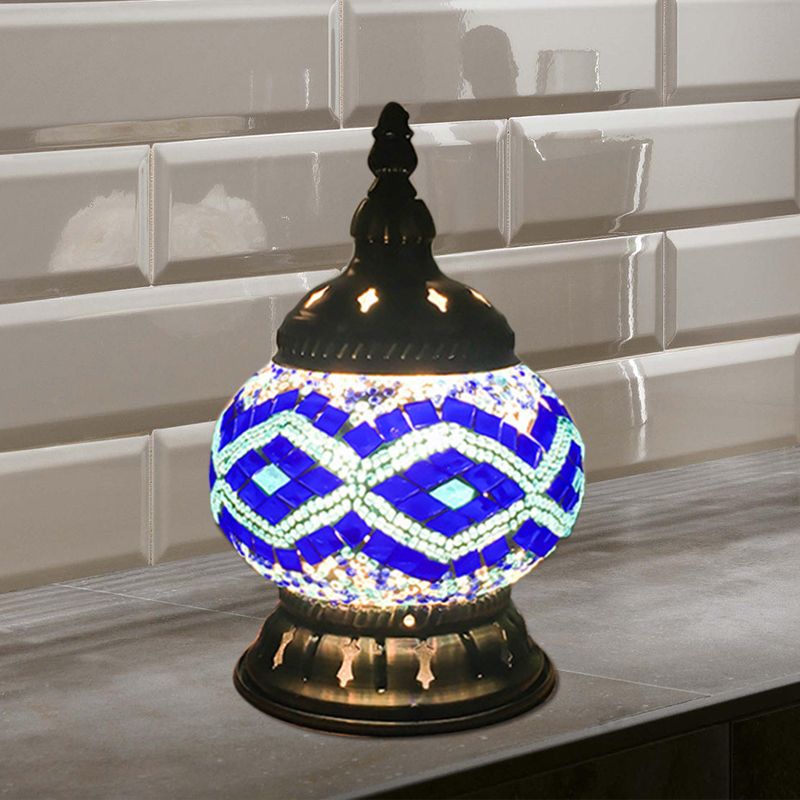 Sfera della lampada da tavolo rosso/giallo/giallo/arancione in vetro colorato 1 testa tradizionale illuminazione per la camera da letto