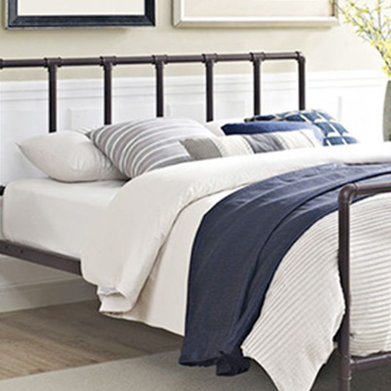 Industrial Style Bed Frame Iron Slat Bed with Headboard and Footboard