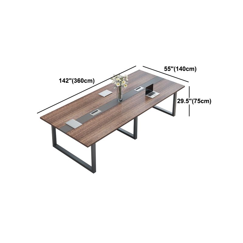 Industrial Manufactured Wood Office Desk Rectangular Desk with Metal Base