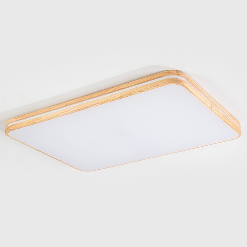 1 Light Geometric Flush Mount Fixture Contemporary Wood Flush Light