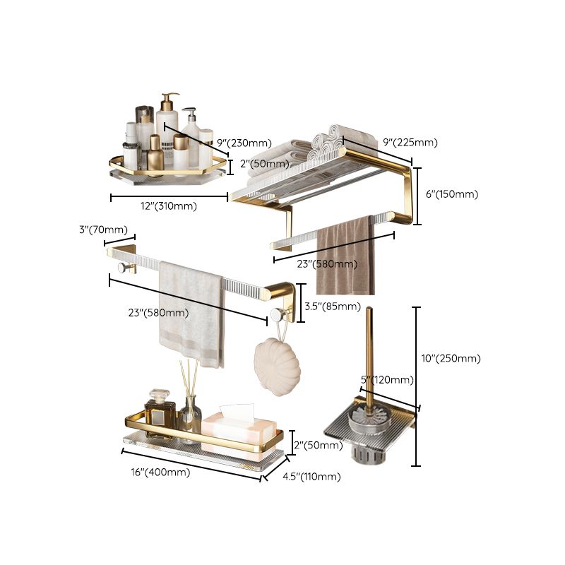 Metal and Acrylic Bathroom Accessory Set Transparent Bathroom Hardware