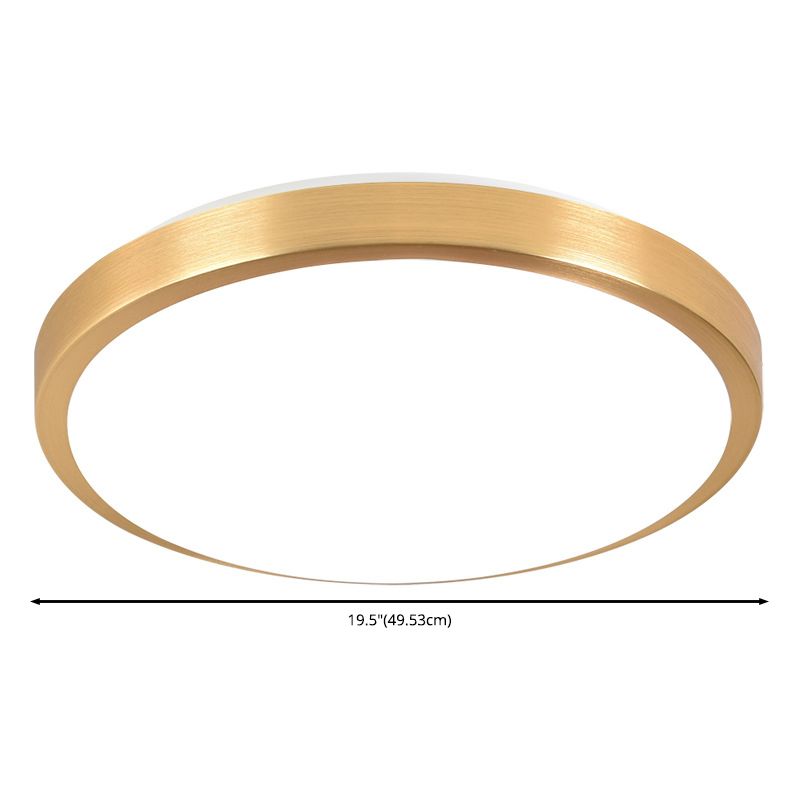 Luz de techo LED redonda de aleación de aluminio dorado, accesorio de iluminación empotrado de estilo moderno y sencillo para dormitorio
