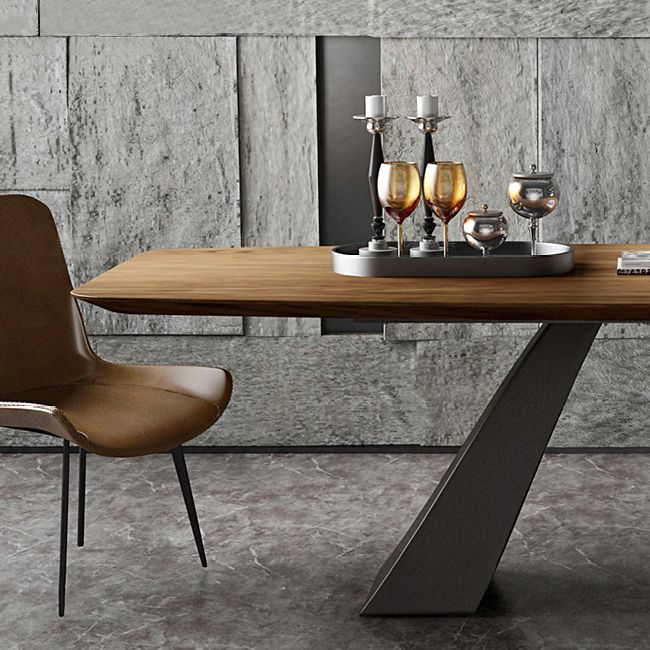 Tavolo da pranzo moderno rettangolo tavolo da pranzo moderno con base di piedistallo in metallo