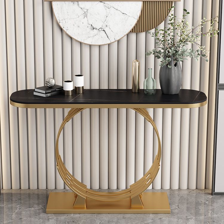 Glam Marble and Metal Rectangle Console Accent Table for Hall