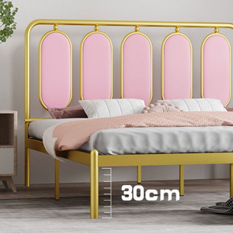 Glam Bed Frame Metallic Standard Bed with Upholstered Headboard