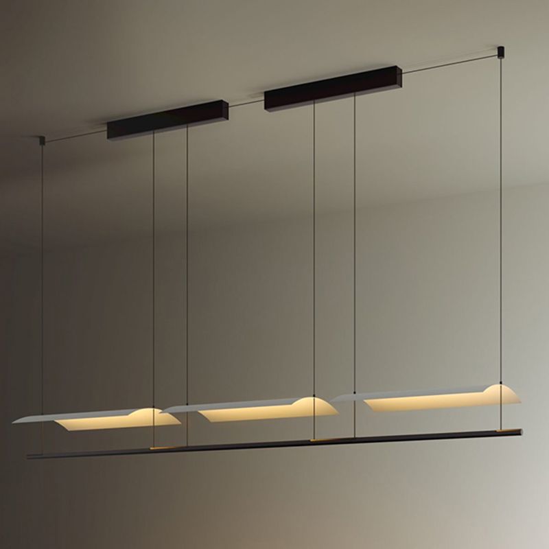Black and White Kitchen Island Fixture Linear Modern Iron Pendant Light