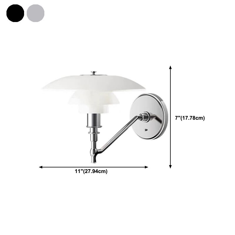 Modern Metal Wall Lamp 1-Light Wall Mount Lamp with Glass Shade for Bedroom