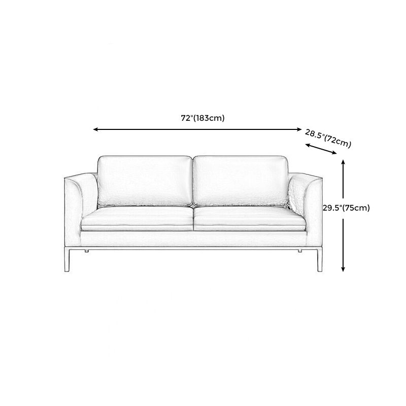 Square Arm Settee Stain-Resistant Leather Couch in Black/Grey