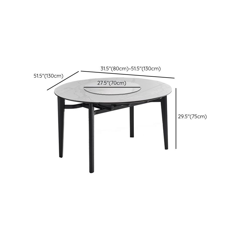 Slate and Wood Table Modern Minimalist Home Retractable Round Dining Table