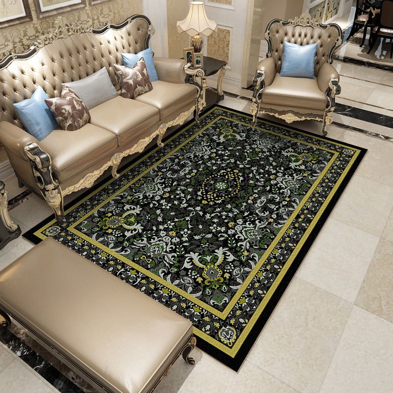Fancy Traditional Carpet Medallion Print Polyester Rug Stain Resistant Rug voor Home Decor
