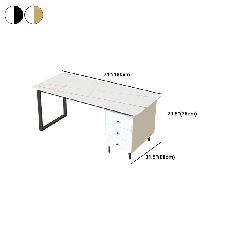 Contemporary Office Desk 23.62" Rectangular Executive Desk with 3-drawer