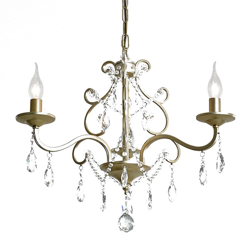 Candlestick Crystal Drip plafond hanglamp traditionele 3 lichten Gastkamer kroonluchter in goud