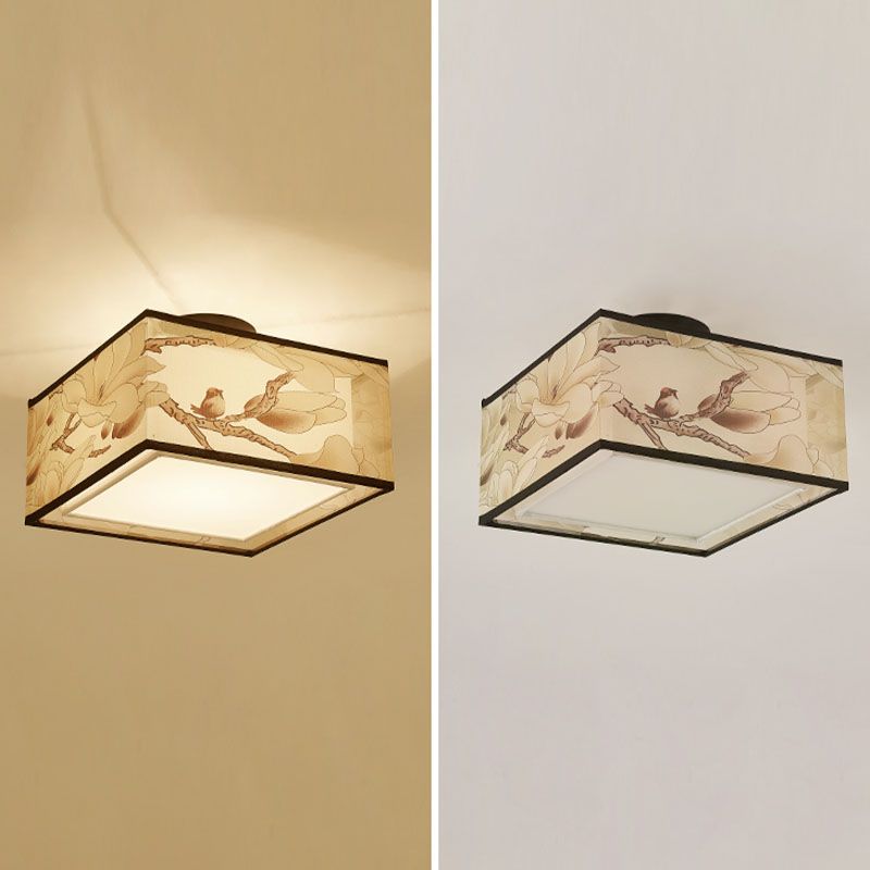 12 Long Fabric Massimale Lampada Cinese Stile Flush Montaggio Lighting Fixtures per Living Room