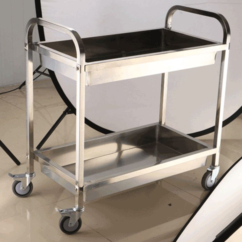 Modern Kitchen Trolley Metal Open Storage Kitchen Trolley in Silver