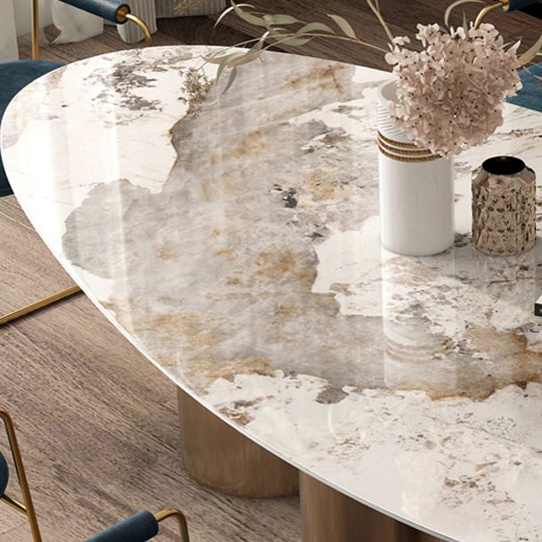 Glam 1/4/5 Pieces Dining Set Oval Sintered Stone Dining Table Set for Dining Areas