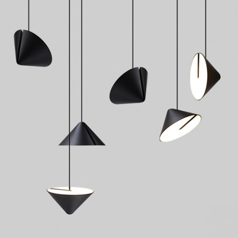 Verstelbare kegelschaduw hanglamp lopend Noordse metalen zwarte afwerking LED hanglicht