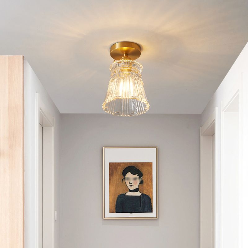 Modern Semi Flush Ceiling Light Fixture Nordic Style Glass Ceiling Flush Mount Lamp