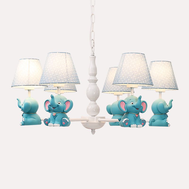 Elephant Child Room Chandelier Light Resin Kids Style Pendant Light Fixture with Empire Shade