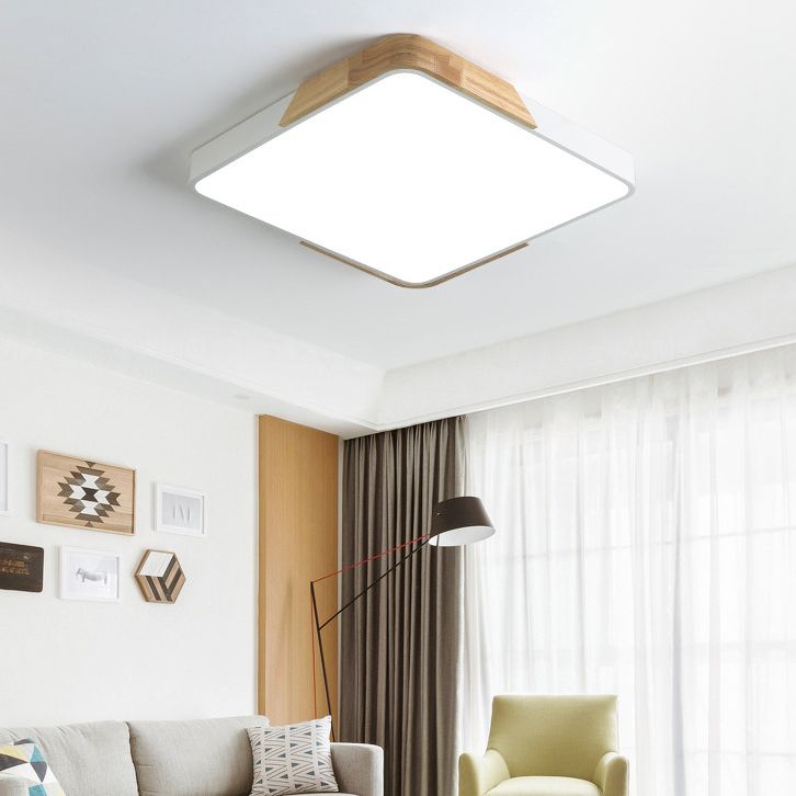 Square Flush Mount Fixture Contemporary Metal 1 Light Flush Light