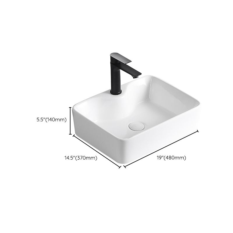 Modern Vessel Lavatory Sink Porcelain Rectangular Vessel Sink(Not Including Faucet)