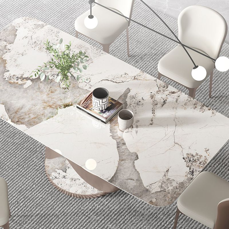 Modern Kitchen Dining Room Set with Sintered Stone Top and Gold Base Dining Furniture