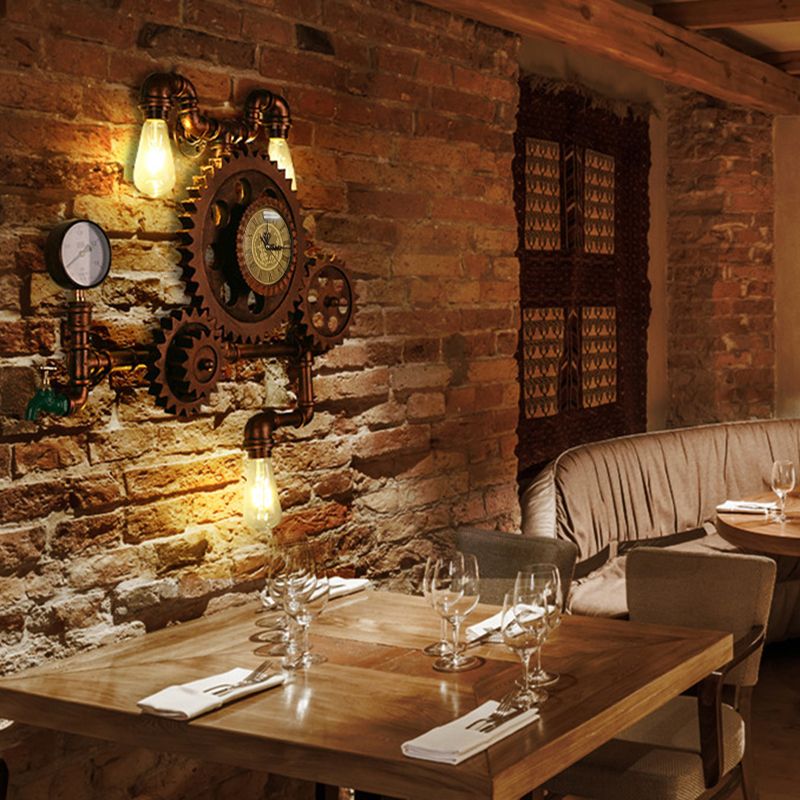 Iluminación de matriz de pared engranaje de estilo industrial Luz de montaje de pared de metal en cobre