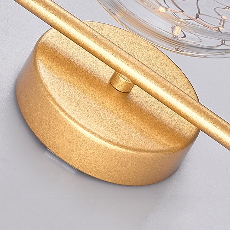 Modern Luxury LED Wall Sconce Wrought Iron Globe Wall Lamp with Glass Shade