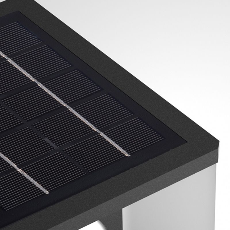 Modern Stainless Steel Solar Energy Pillar Lamp Square Shape for Outdoor