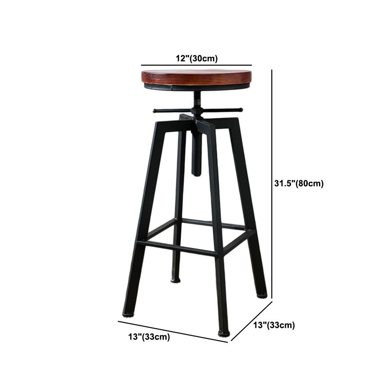 Industrial Metal Barstool Faux Leather Low Back Counter Stool with Iorn 4 Legs