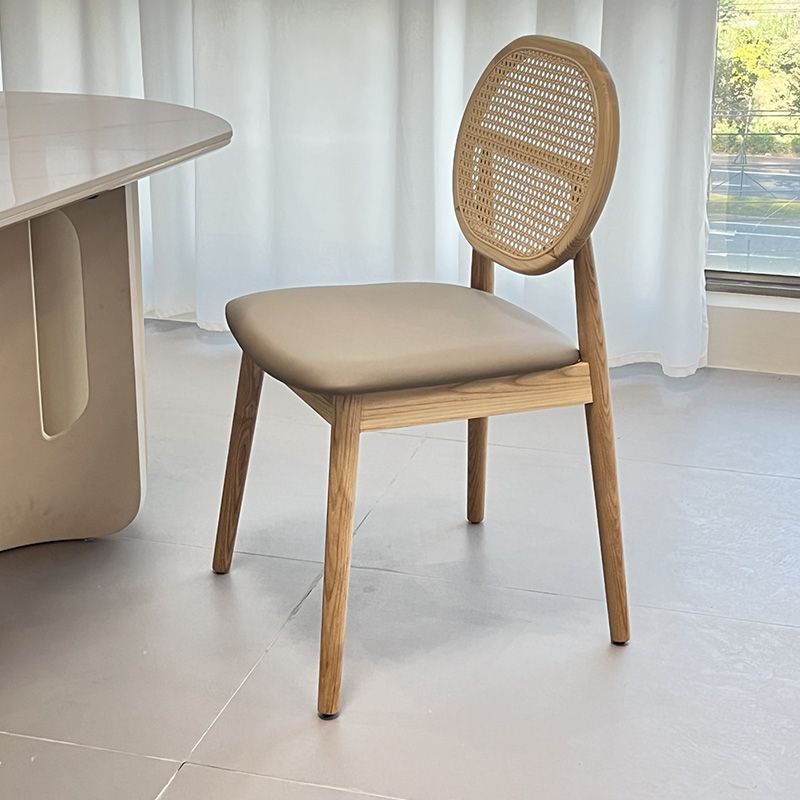 Tropical Dining Side Chair Rattan Outdoors Dining Chairs with Upholstered