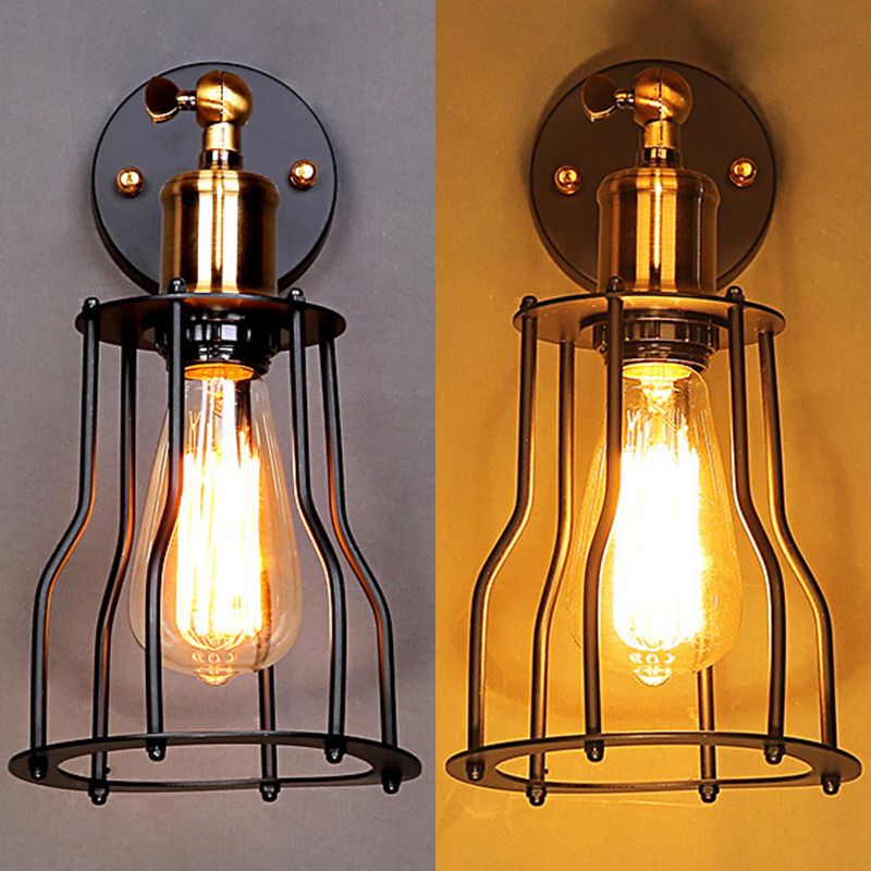 Innen- oder Outdoor -Wandleuchte Vintage Industrial Wall Light im Metallkäfig