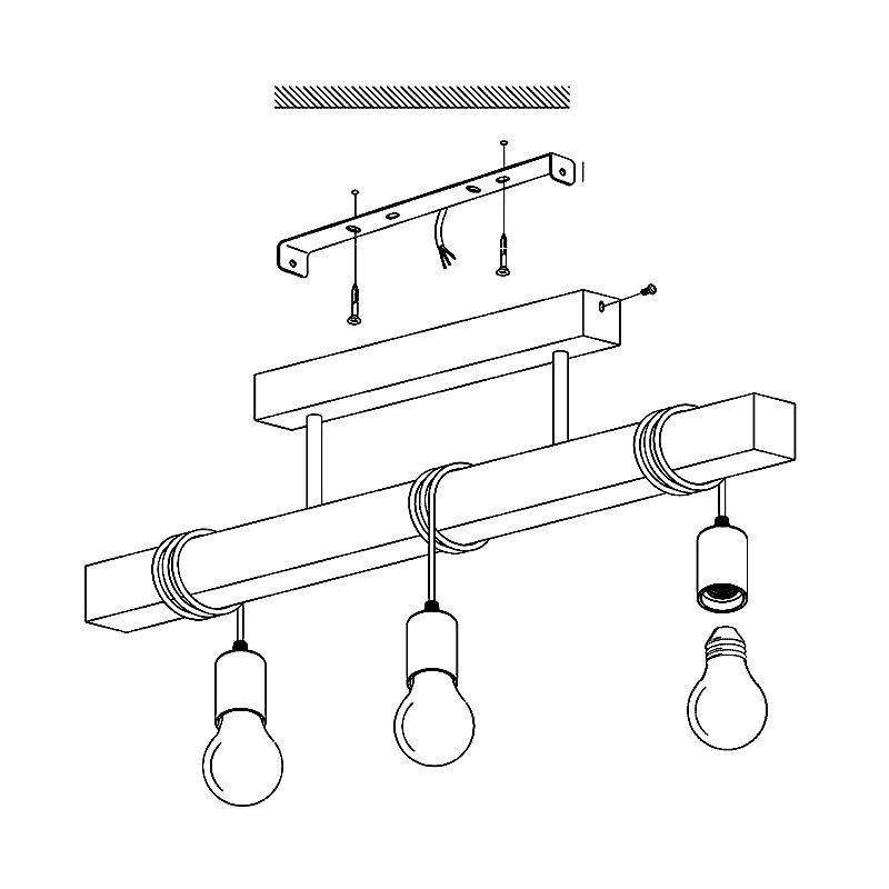 Bare Bulb Island Lighting Fixtures Wood Retro Industrial Style Pendant Lighting Fixtures for Restaurant
